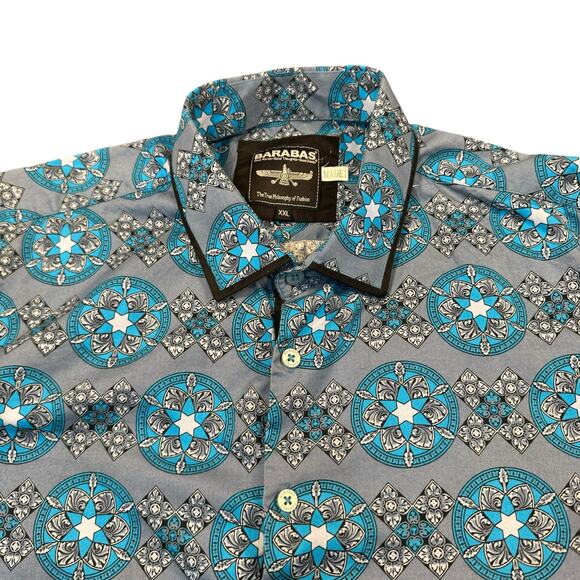 Barabas Shirt Men's‎ 2XL Geometric Long Sleeve All Over Print Cotton Preppy - Picture 3 of 8